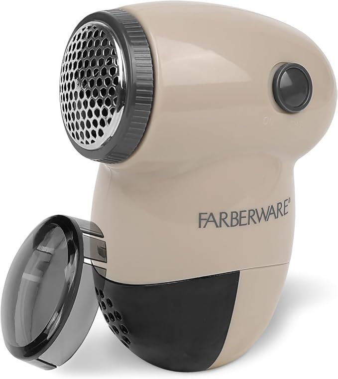 Farberware Fabric Shaver & Lint Remover for Clothing, Small, Portable | Triple blade sweater shaver removes pilling, fuzz, and lint balls from clothes, couch, and furniture, battery operated