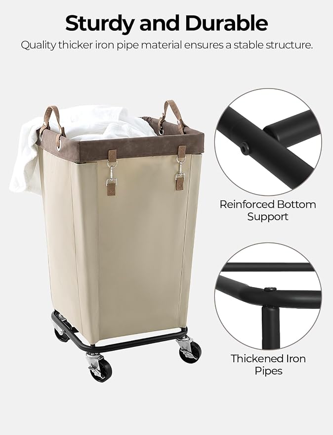 StorageWorks 160L Laundry Basket with Wheels, Rolling Hampers for Clothing
