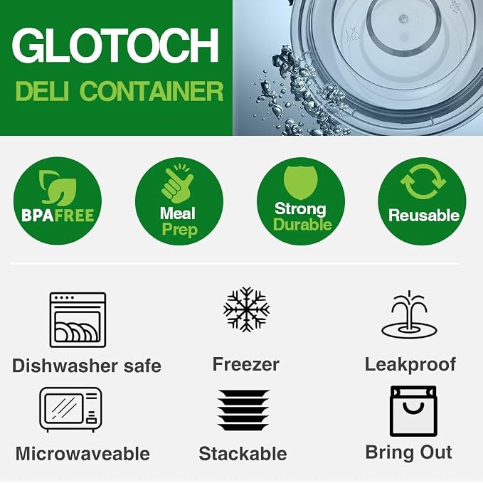 Glotoch Express Round Meal Prep Containers 24oz Black 150 Pack, Plastic Food Storage Containers for Lunch, Microwave, Freezer, and Dishwasher Safe Takeout Containers