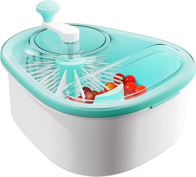 JOYMOOP JOYLOOP Fruit Cleaner Spinner, Large Produce Rinse Bowl with Drain Basket, Vegetable Scrubber for Berries, Grapes, Salad and Vegetables