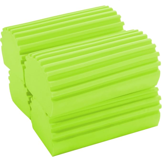4-Pack Damp Cleaning Sponge Brush Set - Suitable for Kitchen and Car Window Cleaning,Mirrors, Window Track Grooves - Multi-Functional Cleaning Products That are Efficient Cleaning Tools(Green)