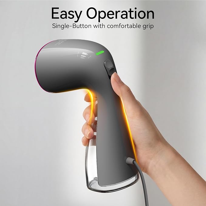 HiLIFE Steamer for Clothes, Portable Handheld Design, 240ml Big Capacity, 700W, Strong Penetrating Steam, Removes Wrinkle, for Home, Office and Travel(ONLY FOR 120V) (Rose Pink)