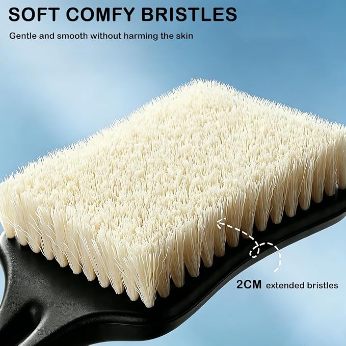2-piece Back Scrubber for Shower, 14" Long Handle Body Brush, Bath Scrubber | Skin Exfoliating Bath, Massage Bristles Suitable for Wet or Dry, Anti-Slip Lightweight Shower Brush for Men & Women Seniors