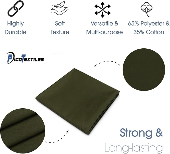Pico Textiles 4 Yard Bolt Olive Poly Cotton Twill Fabric | 60" Wide, 65% Polyester / 35% Cotton, Medium Weight, Perfect for Pants, Jackets, Skirts and Work Uniforms, Sold by the Yard