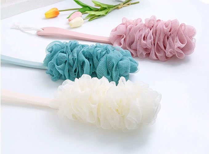 Back Scrubber for Shower,Loofah Long Handle Bath Body Brush,Soft Nylon Mesh Sponge for Shower,Loofah On a Stick for Men Women,Exfoliating Scrub Cleaning Luffa for Elderl(3Pack-Mix)