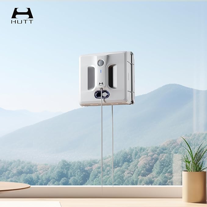 HUTT A1 Auto Window Cleaning Robot, Upgraded 4 Water Spray & 6000PA High Suction Power Window Cleaner with Laser Sensor Detection, Perfect for High-Rise Windows, Tiles and Glass