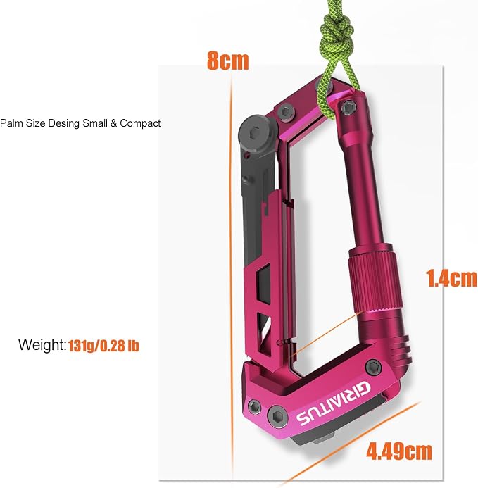 Dark Pink Color Multitool Carabiner EDC Pocket Knife Gifts for Women | EDC Carabiners Keychain with Bottle Opener, Rope Cutter, Window Breaker, multitool for Mom Wife Camping Hiking (Deep Pink)