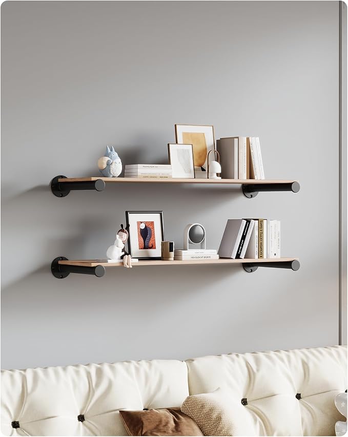 Metal Wall-Mounted Clothes Rack, Aluminium Alloy Clothing Rack for Hanging Garments Wardrobe, Bedroom, Closet Organisation and Storage, Black Color 10 Inches 2 Packs for Floating Shelves