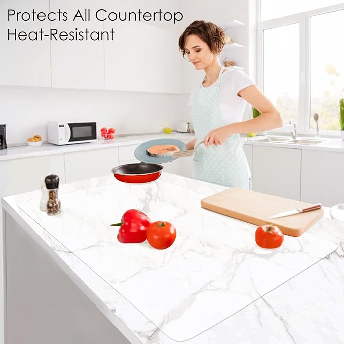 Oversize Silicone Placemat, 31.5 * 16.93" Food-Grade Flexible Silicone Table Mat for Baking Pastry Non-Stick, Kids Nonslip Dinner Placemat Heat Resistant Waterproof Countertop Protector, Translucent