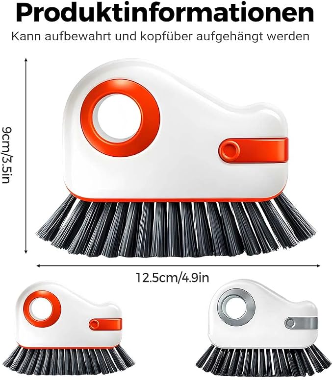 2 in 1 Cleaning Brush Window Track Cleaning Tools, Multifunction Hard Bristle Crevice Cleaner Brush with Hidden Scraper, Grout Cleaner Grip Brush for Sliding Door Track (1, A)