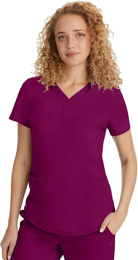 Healing Hands Purple Label Jane Scrub Top for Women Y-Neck Design | 2 Patch Pockets, Slim Fit Side Vents, Fitted Shirttail Silhouette, Breathable Comfort, Easy Care Fabric, Made for Every Shift