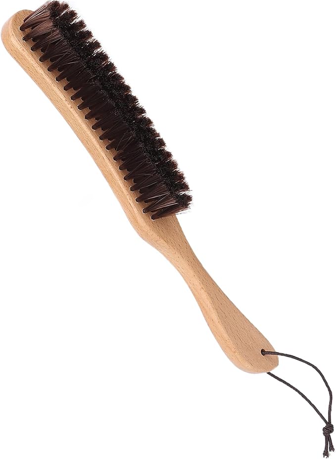 Clothes Brush Garment Brush Lint Remover Brush with Genuine Soft Horsehair and Wooden Handle for Coat Men Suits Shoes Jacket Furniture Car Mat and Pet Hair