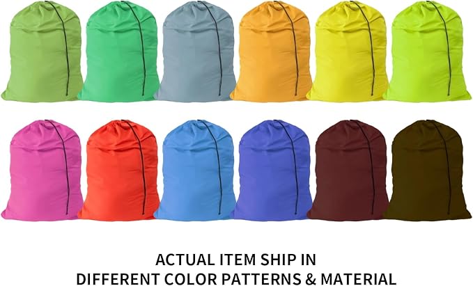 Extra Large Laundry Bag 30"x40" – 12 Pack Mixed Color Drawstring Bags for College, Dorm, Family – Color-Coded Laundry Sorting Set, Machine Washable