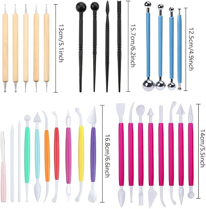 31pcs Fondant Cake Modeling Decorating Hand Sculpting Tools Kit for Cookie Cake Decorating, Sugarcraft Sculpture Pottery