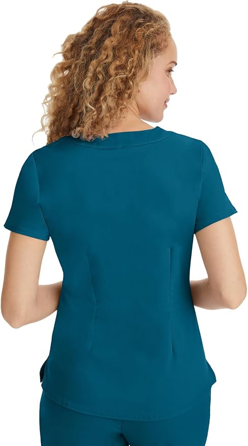 Healing Hands Purple Label Jane Scrub Top for Women Y-Neck Design | 2 Patch Pockets, Slim Fit Side Vents, Fitted Shirttail Silhouette, Breathable Comfort, Easy Care Fabric, Made for Every Shift