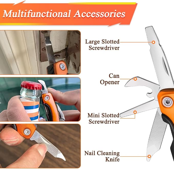 14-in-1 MINI Multitool Pliers, Portable Multitool Pliers Pocket Knife Gifts for Men on Father's Day Christmas, (EDC) Pocket Multi Tools for Outdoor, Garden, Camping, Hiking, Everyday Carry.