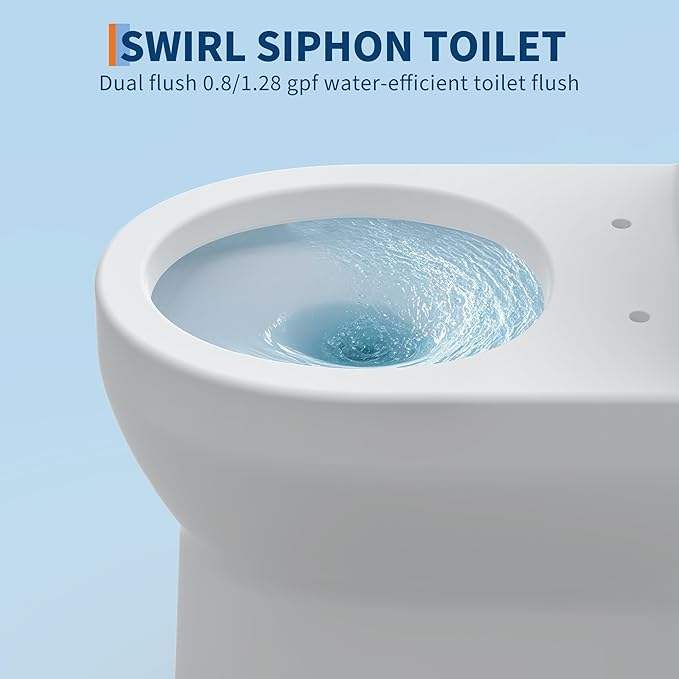 One-Piece Round Toilet, 17.5" ADA Comfort Height with 0.8/1.28L GPF Dual Flush, 12" Rough-In High Bowl, Powerful Water-Saving Design in White for Seniors