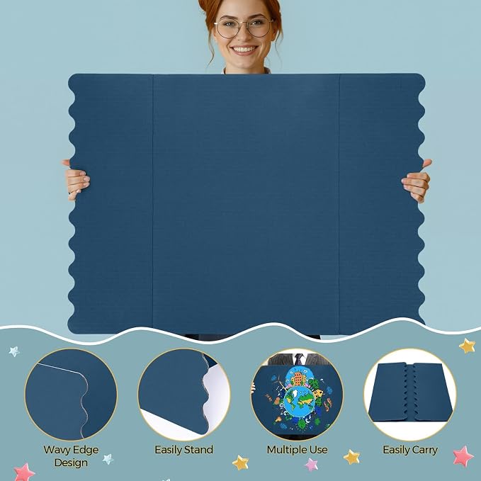 Mooliwe 4 Pack 24 X 16 Trifold Poster Board Tri Fold Poster Boards Foldable Corrugated Business Presentation Display Paper Boards for Science Fair Events, School Projects, Exhibitions