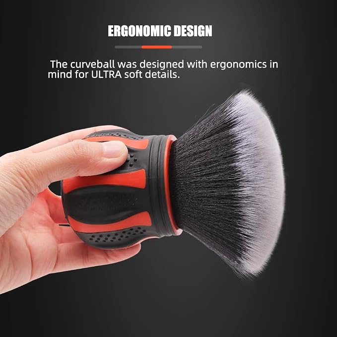 SPTA Ultra Soft Detailing Brush, Car Detail Brush, Orange Handle XL Synthetic Brush - Ultra Soft Bristles, Comes with Storage Rack, Covers Large Area Inside or Outside Vehicles