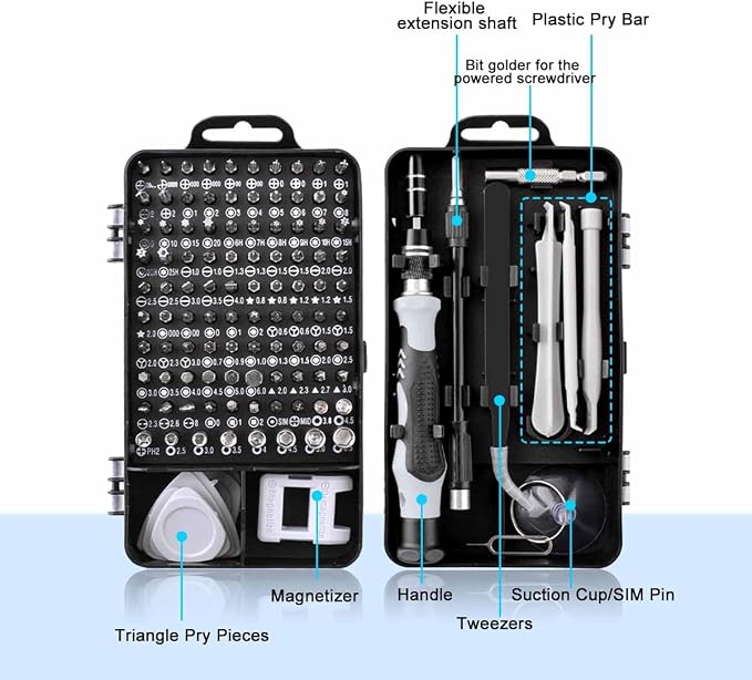 Precision Screwdriver Set, Professional 115 in 1 Magnetic Repair Tool Kit for Computer, Mobile Phone, Laptop, Tablet, Game Console, Watch, Camera, Eyeglasses, Electronics, DIY Projects, etc