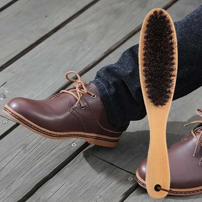 Clothes Brush Garment Brush Lint Remover Brush with Genuine Soft Horsehair and Wooden Handle for Coat Men Suits Shoes Jacket Furniture Car Mat and Pet Hair 1-Pack Home Accessories