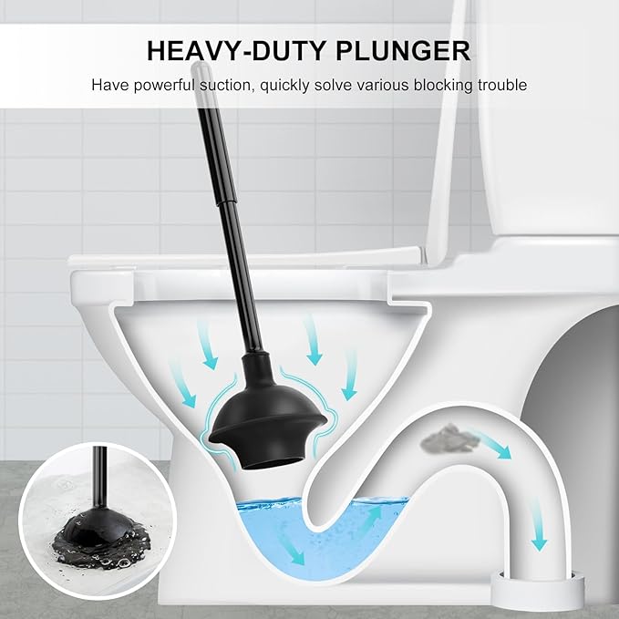 SetSail Silicone Toilet Brush and Plunger Set, Toilet Plungers for Bathroom Heavy Duty Toilet Bowl Brush and Holder Hidden Toilet Plunger and Brush Set for Deeply Cleaning - Black
