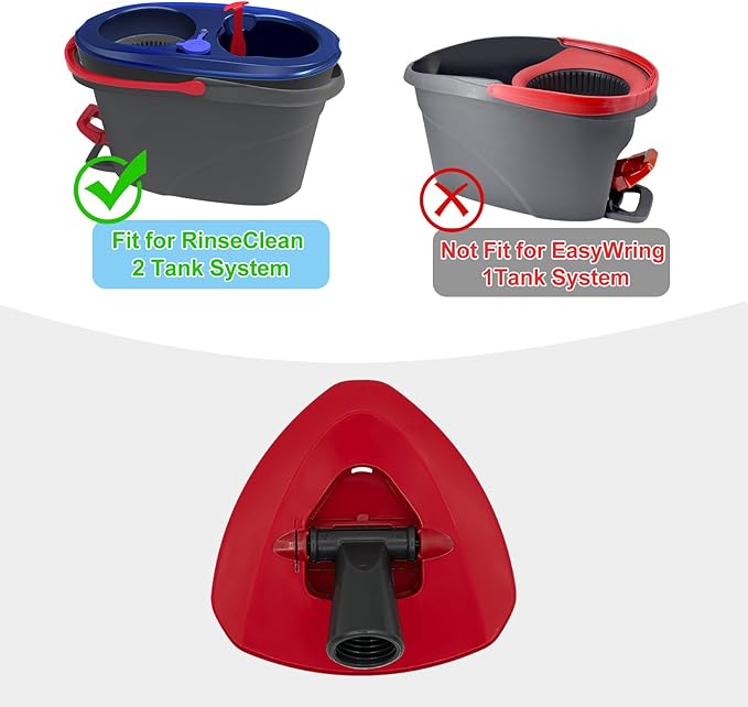 Spin Mop Handle & 2 Mop Base Replacement for O-Cedar RinseClean 2 Tank System, Adjustable 30-58" Telescopic Mop Stick Pole, Lightweight Durable Mop Handle Replacement Parts