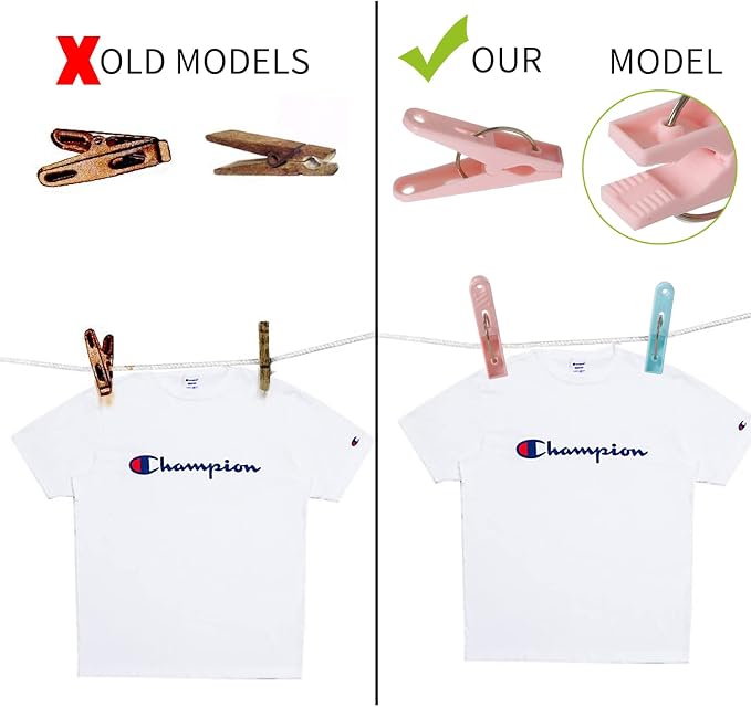 48 Pack Plastic Clothes Pins Heavy Duty Outdoor for Hanging Clothes, Colored Clothespins Clips with Springs Clothes Drying Line Pegs with Mesh Clothes pin Bag，Crafts Picture Clips Food Package Clips