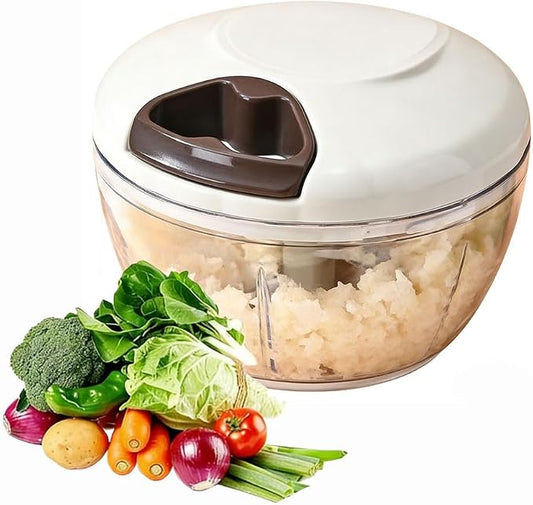 Food Chopper Hand Pull String Vegetable Cutter Onions Garlic Chopper Portable Food Mincer for Garlic Ginger Herbs Nuts Durable Kitchen Food Processor (500 ML)