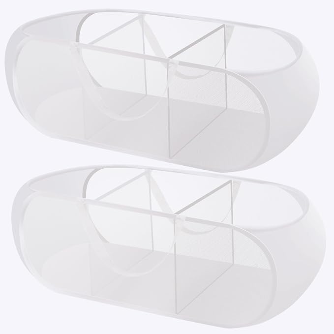 2 Pack Mesh Foldable Laundry Basket Up Laundry Hamper (White) | 3 Compartments Up Mesh Hamper with Handles, Mesh Laundry Hamper for Laundry Room, Bathroom, Room, College Dorm or Travel