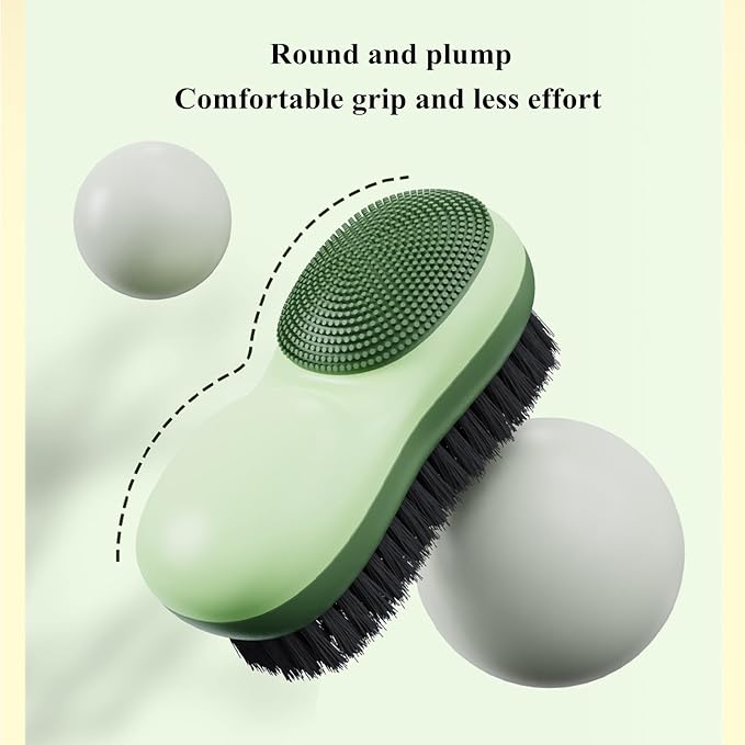 Two-Sided Laundry Stain Remover Brush, Yellow | Soft Silicone Bristle Side for Delicate Fabrics Knits, Hard Bristle Side for Tough Stain, Easy to Grip, Hand Washing Clothes