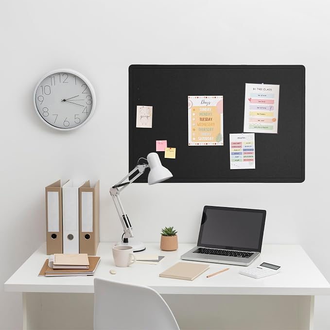 Felt Bulletin Board 36x24 inches, Decorative Pin Board for Home & Office | Cork Board Alternative for Wall with Push Pins, Display Mood Board for Photos, Notes & Reminders