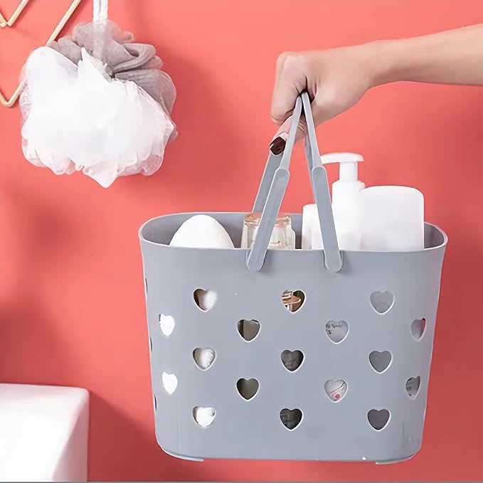 Anyoifax Portable Shower Caddy Tote Plastic Storage Basket with Handle Box Organizer Bin for Bathroom, Pantry, Kitchen, College Dorm, Garage - Grey | Bathroom Caddy Storage Tote Cleaning Supply Caddy for College Dorm, Kitchen, Pantry, Garage