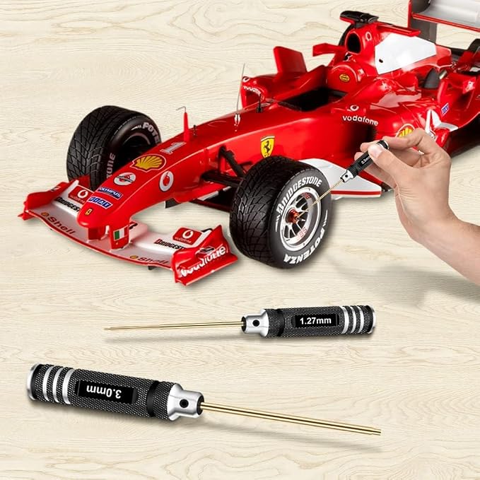 Hex Driver Set Hex Allen Screwdriver Kit 0.9mm 1.27mm 1.3mm 1.5mm 2.0mm 2.5mm 3.0mm Allen Wrench Set Titanium Hexagon Screwdriver RC Tools Kit for RC Car Drone Multi-Axis Helicopter Models(7pcs)