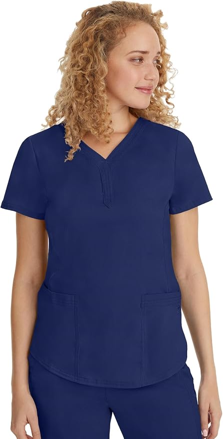 Healing Hands Purple Label Jane Scrub Top for Women Y-Neck Design | 2 Patch Pockets, Slim Fit Side Vents, Fitted Shirttail Silhouette, Breathable Comfort, Easy Care Fabric, Made for Every Shift