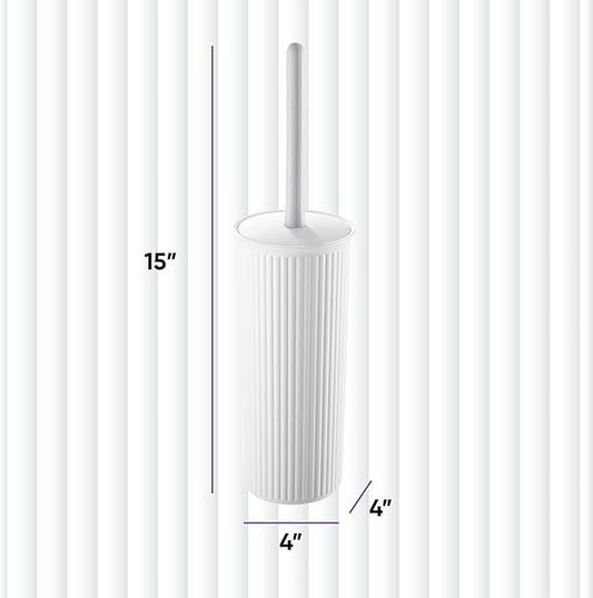 Superio Decorative Plastic Toilet Bowl Brush and Holder Set, Cleaner Scrubber for Bathroom (2, White)