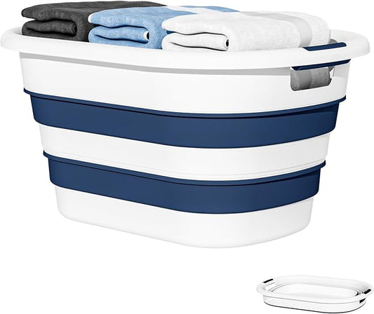 OOAMBB 43L(11.5Gallon) Collapsible Laundry Basket Plastic (Blue, 1 Pack) | Pop Up Laundry hamper/Storage Container, Foldable Laundry Basket with Large Capacity,Sturdy,Space Saver
