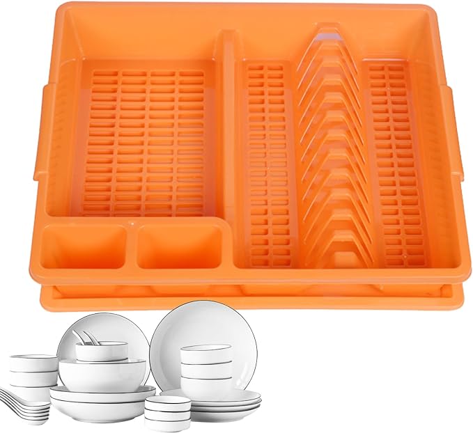 Multifunctional Dish Drainer Rack, Space Saving Plate Drying Organizer, Lightweight Function for Kitchen Countertops, Chopsticks Bowls Plates Spoons Cups Family Cooking Needs