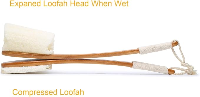 Leotruny 100% Natural Exfoliating Loofah with Long Wooden | Shower Back Brush