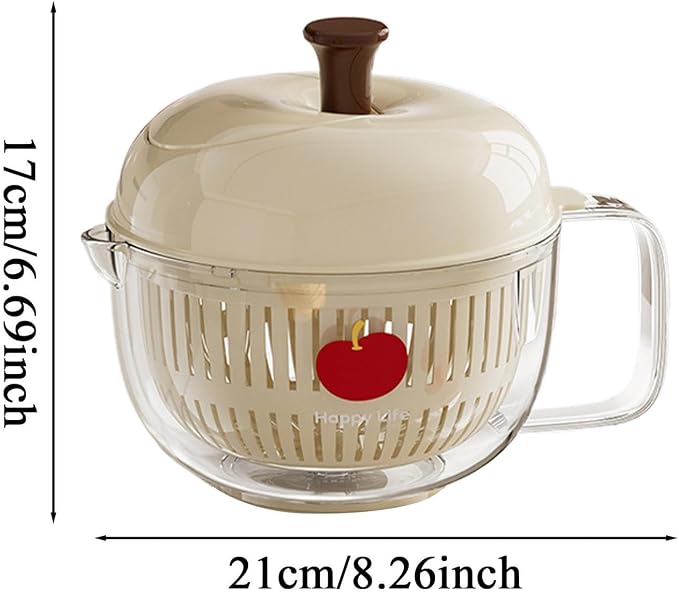 Salad Spinner, Hand Cranked Fruit Washing Spinner with Handle, Multifunctional Fruit and Vegetable Washing Bowl with Drain Basket, Reusable Salad Dehydrator Drainer for Home Kitchen