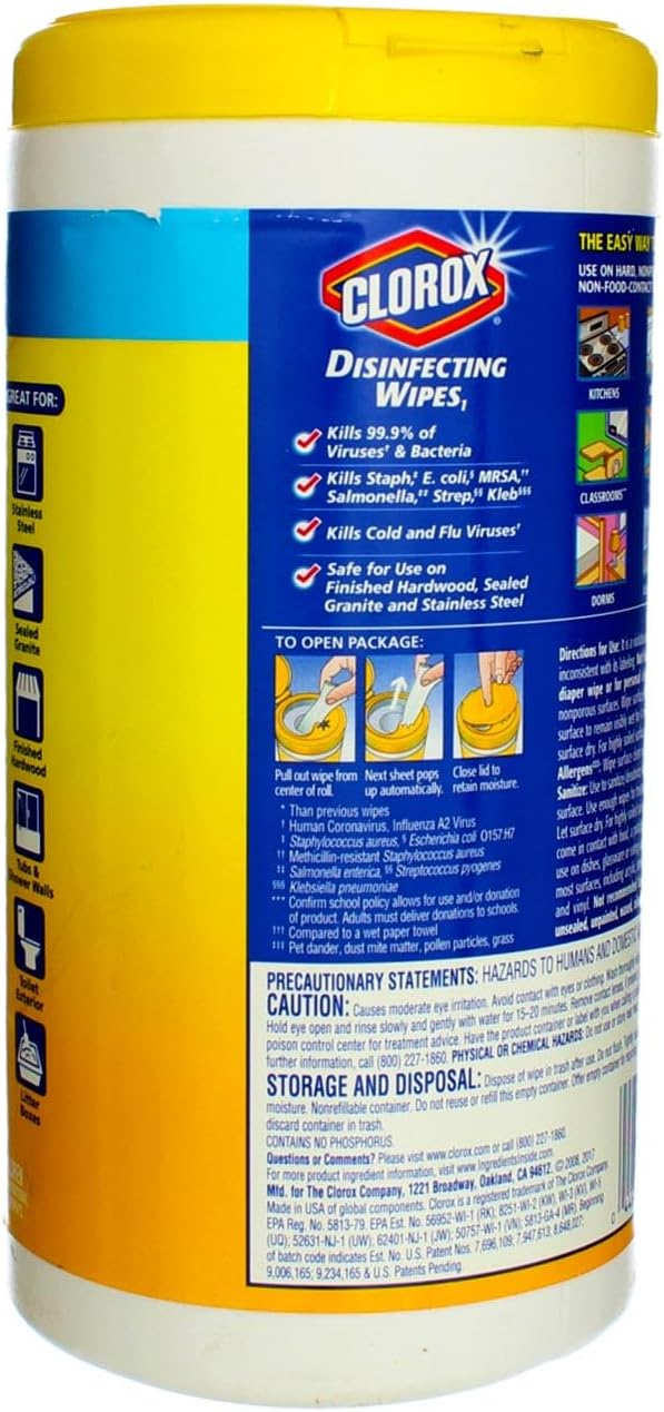 Clorox Disinfecting Wipes Lemon 3 Packs of 75 Count, 225 Count