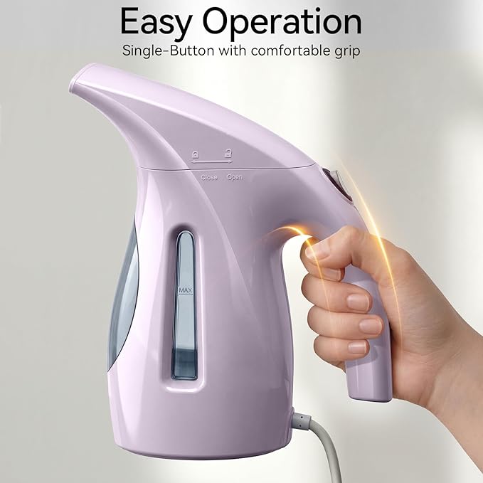 HiLIFE Steamer for Clothes, Portable Handheld Garment Wrinkle Remover, 240ml Big Capacity, 700W, Strong Penetrating Steam, for Home, Office and Travel, ONLY FOR 120V, Pale Lilac