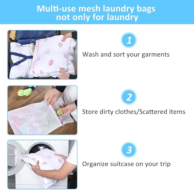GOGOODA Mesh Laundry Bags for Delicates Durable Protective Wash Bags | Travel Storage Bags for Intimates Lingerie, 7PCS (1XXL, 1XL,1L,1M,1S,2 bra bags)