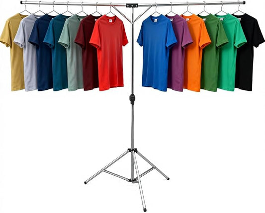 Foldable Portable Space Saving Stainless Steel Clothes Drying Rack. | Heavy Duty Laundry Drying Racks, Adjustable High Capacity Garment Rack, Comes with 20 windproof hooks