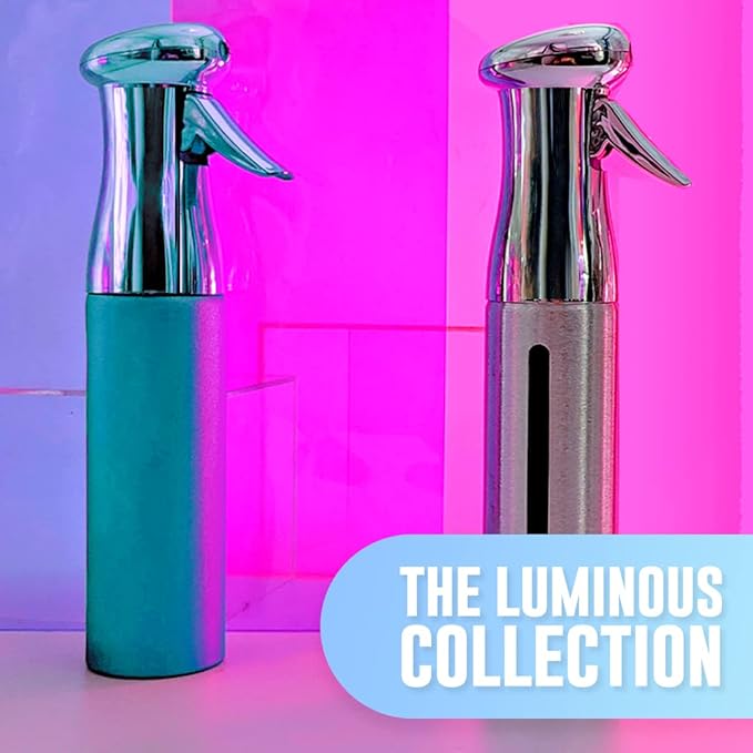 Colortrak Luminous Spray Bottle, 250ml/8.5oz Bottle with Full 360° Distribution, Easy-Use Pump, Quick View Window to Monitor Water Level, Eco-Friendly, Aqua