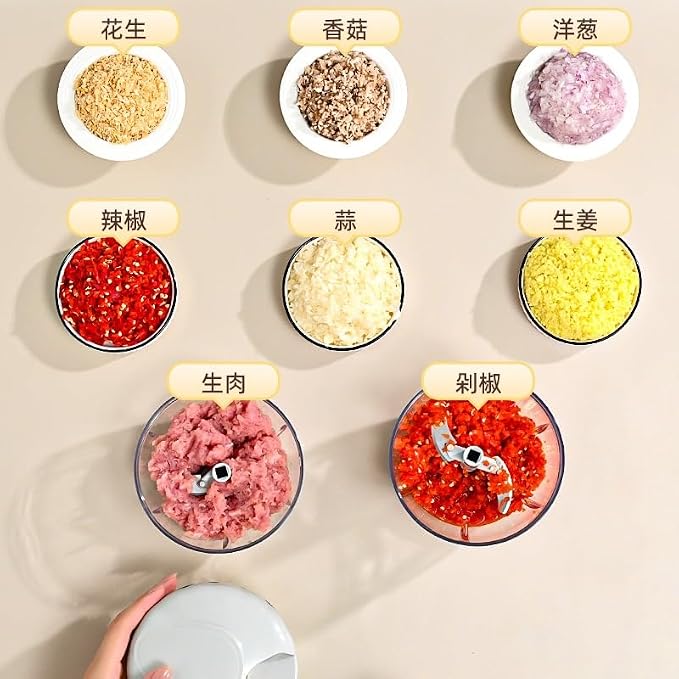 Food Chopper Hand Pull String Vegetable Cutter Onions Garlic Chopper Portable Food Mincer for Garlic Ginger Herbs Nuts Durable Kitchen Food Processor (500 ML)