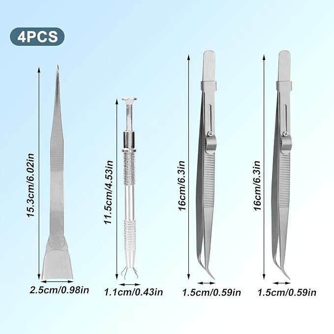 4pcs Cake Decorating Tools Set, 2 Stainless Steel Sprinkle Pen, Grabber & Shovel-Head Tweezers Professional Sprinkles Tools for Baking Cookies Cupcake Making Supplies Decoration Jewelry Earring