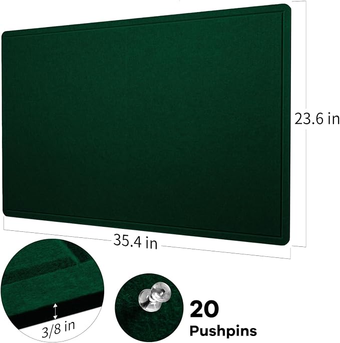 Felt Bulletin Board 36x24 inches, Decorative Pin Board for Home & Office | Cork Board Alternative for Wall with Push Pins, Display Mood Board for Photos, Notes & Reminders
