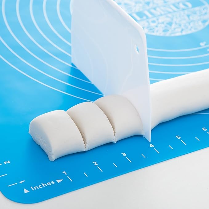 LIMNUO Silicone Baking Mat, Extra Thick Large Non Stick Pastry Mat Sheet for Dough Pie Crust Rolling Mats (Blue, L-16''(W)*24''(L))