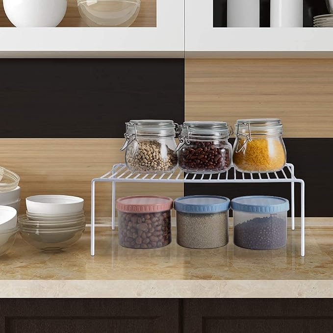 Redrubbit Medium (13 x 9. 4 Inch) Cabinet Storage Shelf Rack, Rustproof Kitchen Counter and Cabinet Shelf, Storage Rack Organizer for Kitchen, Fridge, Cabinet, Bathroom, Set of 2